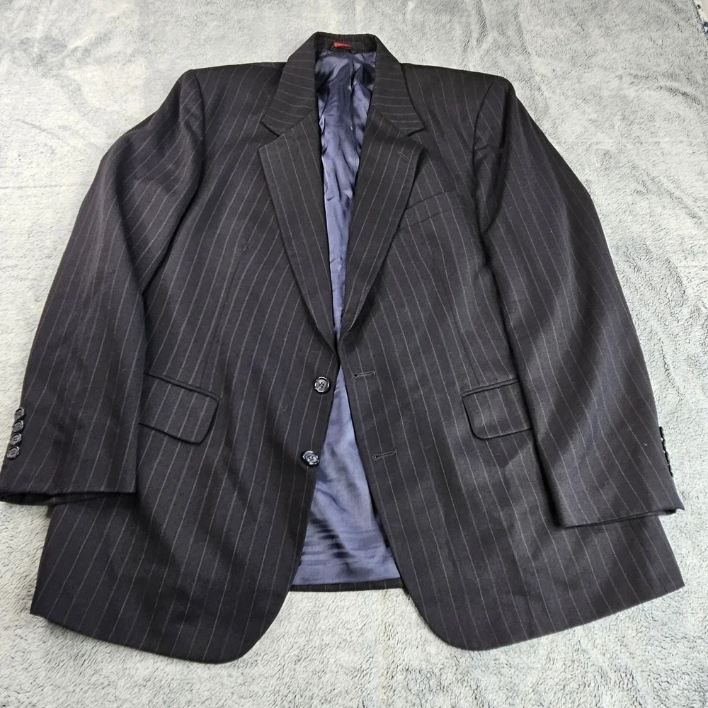 Varsity Club Savile Row Blazer Men's 46R Charcoal Pinstripe Sport Coat Jacket